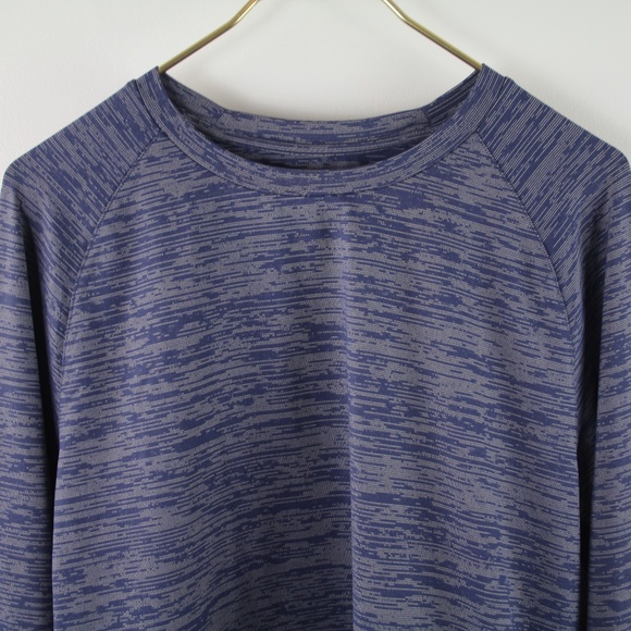 Outdoor Voices Navy Classic Fit Soft Nylon Spandex Long Sleeve Crewneck Shirt L - Picture 2 of 5